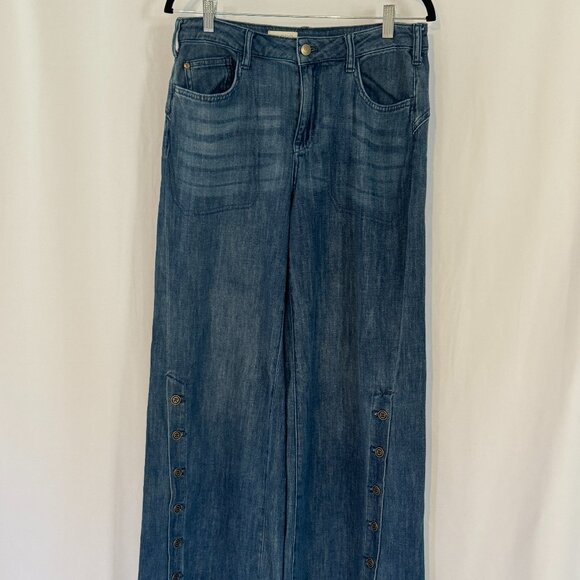 Pilcro (Free People) Wide Leg Button Detail Jeans Size 29 - Picture 1 of 5